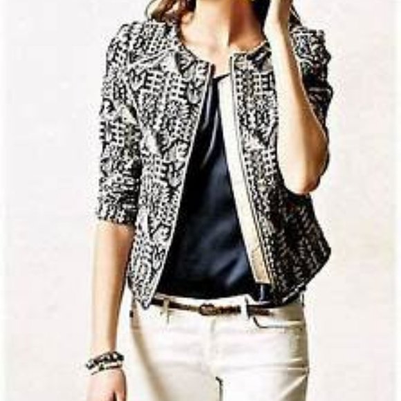 Anthropologie Jackets & Blazers - Anthro Hei Hei 8 Faifo Jacquard Zip Up Jacket EUC